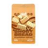 Packaging of shortbread flavoUred coffee with shortbread biscuits and coffee beans on a caramel background